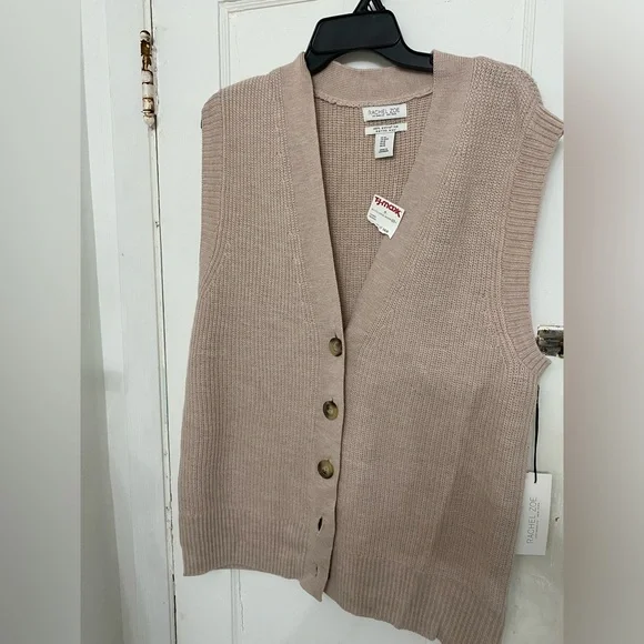 NWT Rachel Zoe Women's Tan Extra Fine Merino Wool Sweater Vest - Size M - Picture 16 of 16